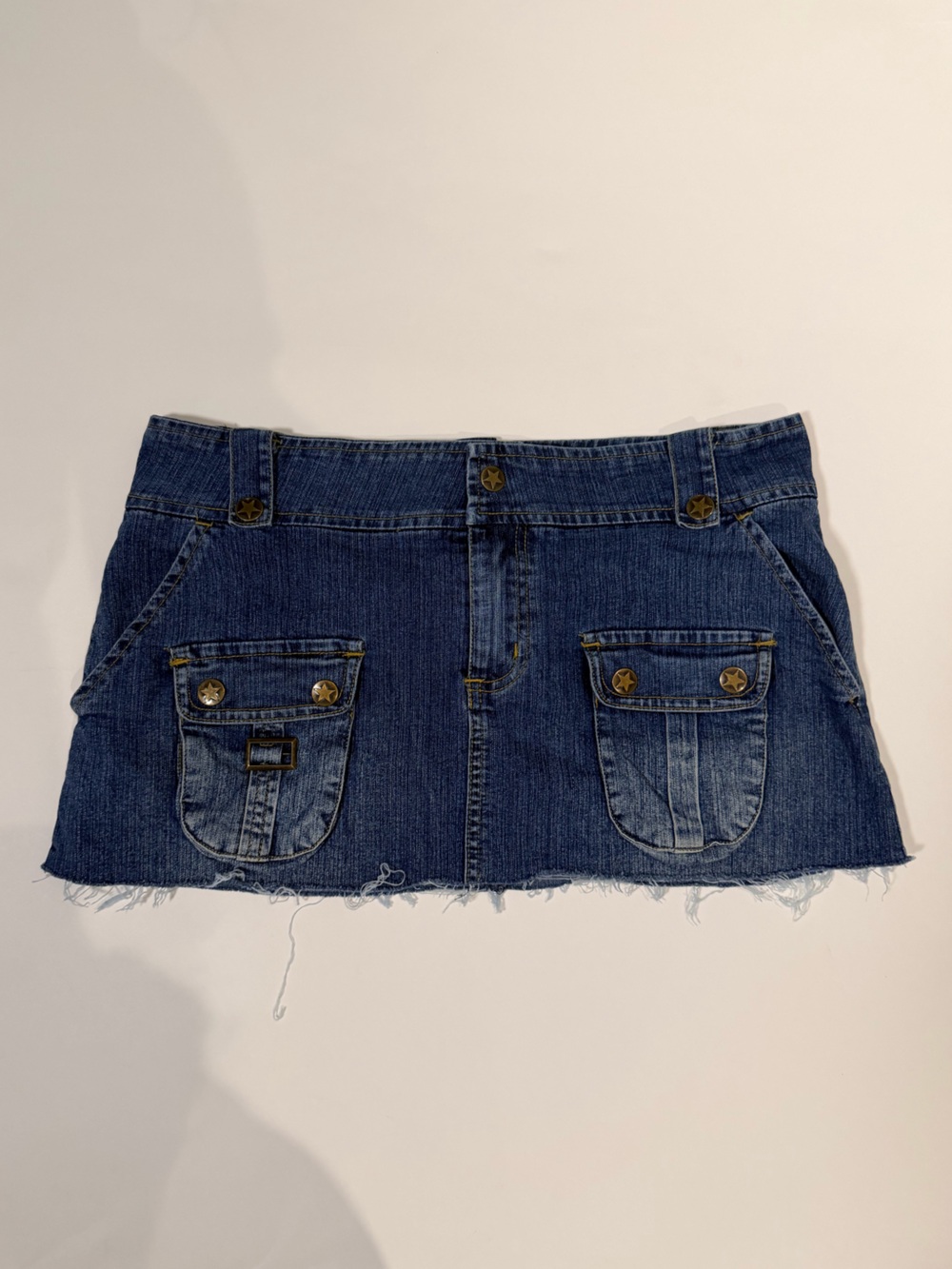 Vintage Y2K Star Hardware Cargo Denim Micro Mini Skirt